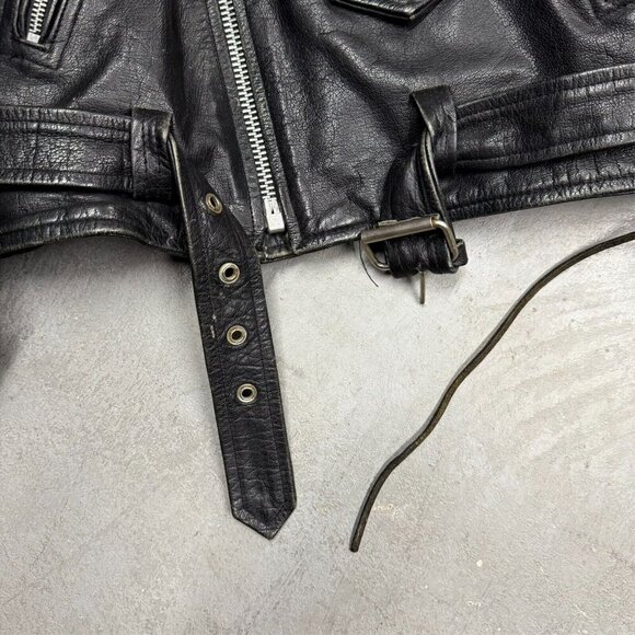 Classic Black Leather Bomber Jacket - Picture 7 of 11